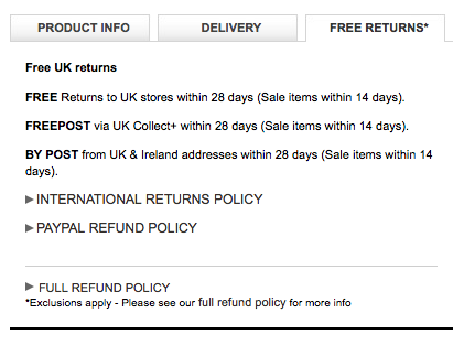 Returns policy 