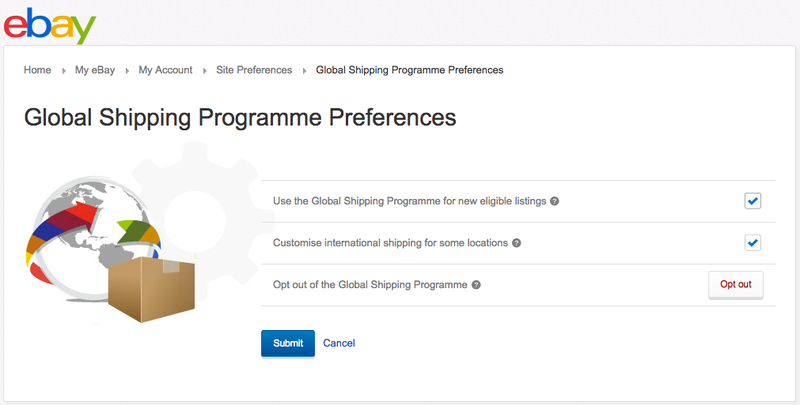 Opt in to eBay's Global Shipping Programme