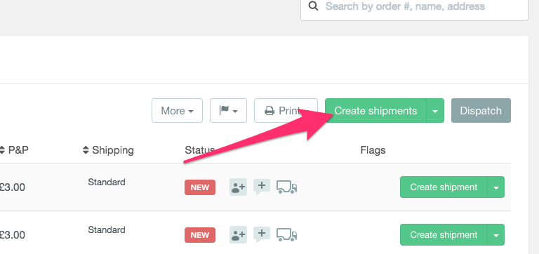 Shipping eBay orders with Zenstores - Click create shipment 