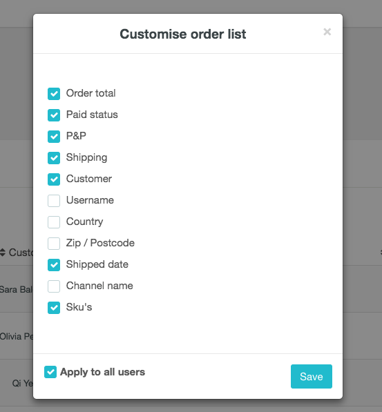 Managing your orders list 