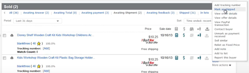 Combining eBay orders