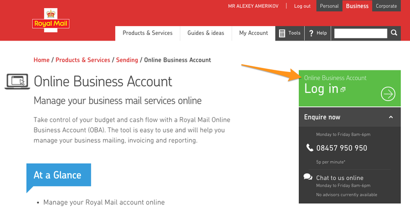 How to find your Royal Mail OBA details - 1
