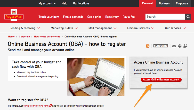 How to find your Royal Mail OBA details - 2